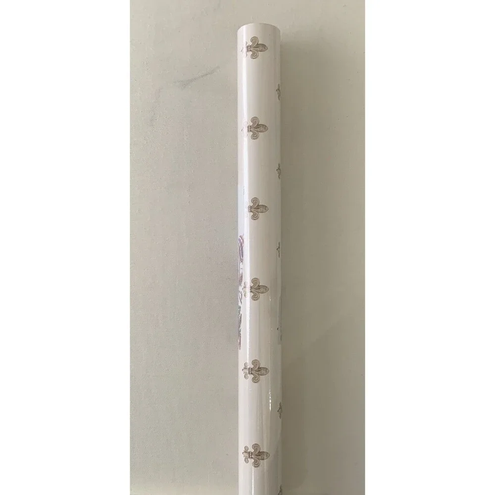 Imperial Fleur-De-lis Wallpaper Gold On Off White Background 20.5 X 11yds